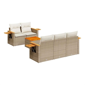 vidaXL Poly Rattan Large Sofa Set in Beige