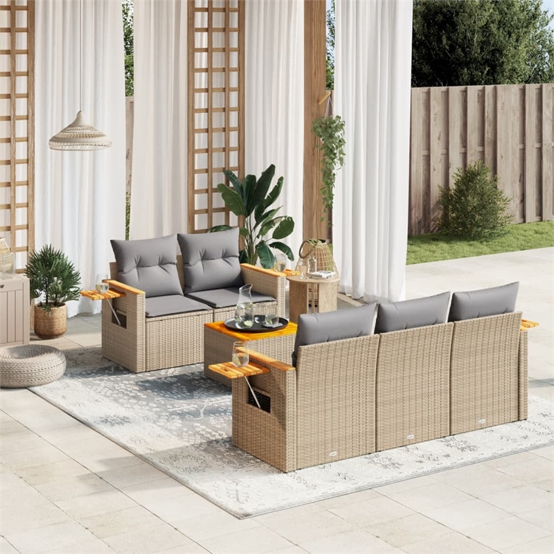 vidaXL 6 Piece Steel Sofa Set in Gray/Beige