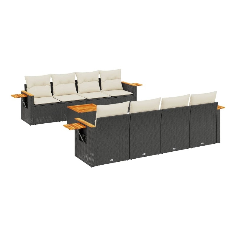 vidaXL 9 Piece Steel Sofa Set in Black/White/Cream