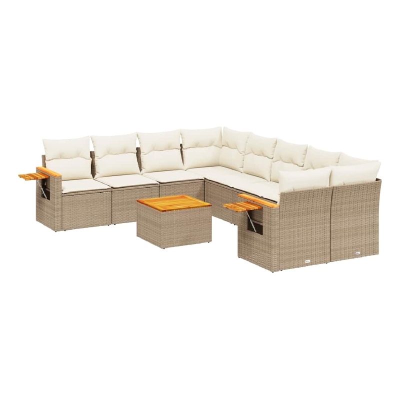 vidaXL 9 Piece Solid Acacia Wood Sofa Set in Beige