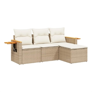 vidaXL 4 Piece Steel Sofa Set in White/Cream/Beige