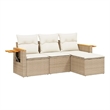 vidaXL 4 Piece Steel Sofa Set in White/Cream/Beige