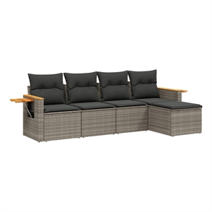 vidaXL 5 Piece Steel Small Sofa Set in Gray