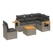 vidaXL 6 Piece Solid Acacia Wood Sofa Set in Gray