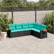 vidaXL 6 Piece Patio Sofa Set in Black/Blue