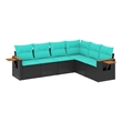 vidaXL 6 Piece Patio Sofa Set in Black/Blue