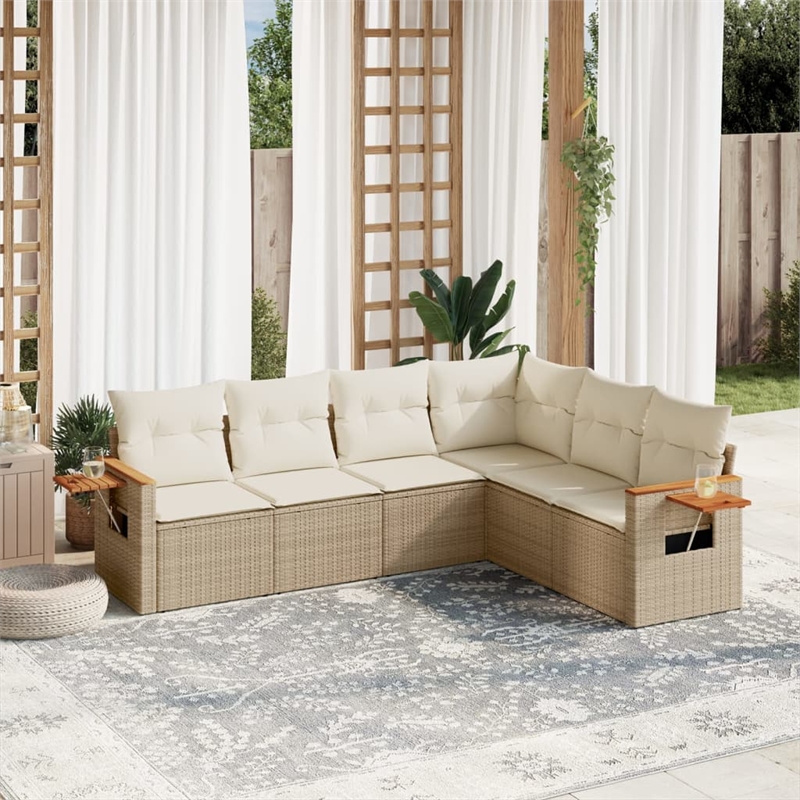 vidaXL 6 Piece Poly Rattan Patio Sofa Set