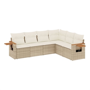vidaXL 6 Piece Poly Rattan Patio Sofa Set