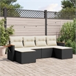 vidaXL 6 Piece Steel Large Sofa Set in Black/Cream