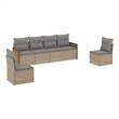 vidaXL Poly Rattan Large Sofa Set in Gray/Beige