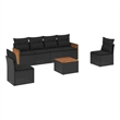 vidaXL Solid Acacia Wood Sofa Set in Black