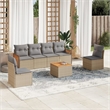 vidaXL 7 Piece Solid Acacia Wood Large Sofa Set in Beige