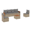 vidaXL 7 Piece Solid Acacia Wood Large Sofa Set in Beige