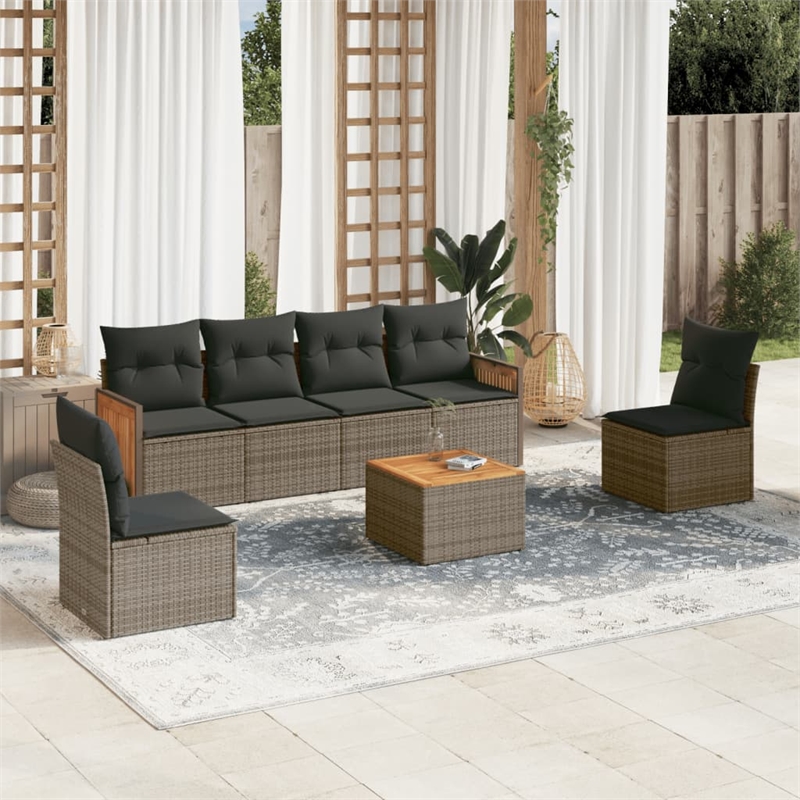 vidaXL Solid Acacia Wood Sofa Set in Gray