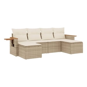 vidaXL 6 Piece Steel Large Sofa Set in Beige