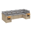 vidaXL 7 Piece Solid Acacia Wood Sofa Set in Beige