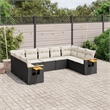 vidaXL 9 Piece Steel Small Sofa Set in Black/White/Cream