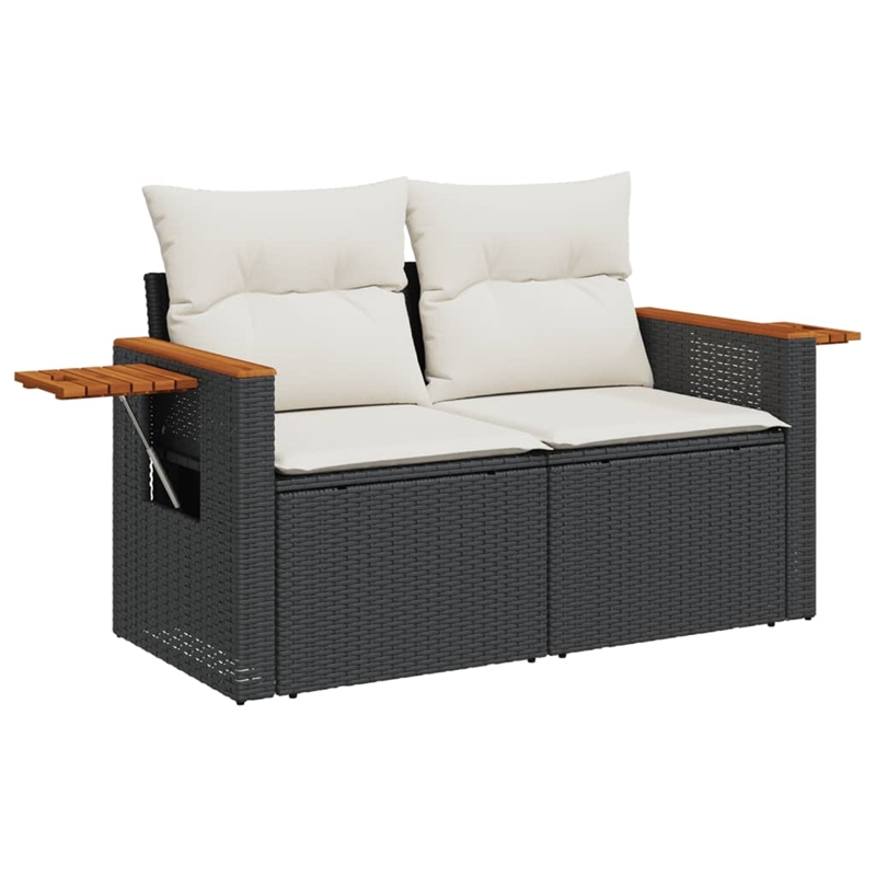 vidaXL 9 Piece Steel Small Sofa Set in Black/White/Cream