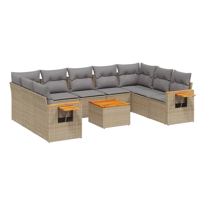 vidaXL 10 Piece Steel Sofa Set in Beige