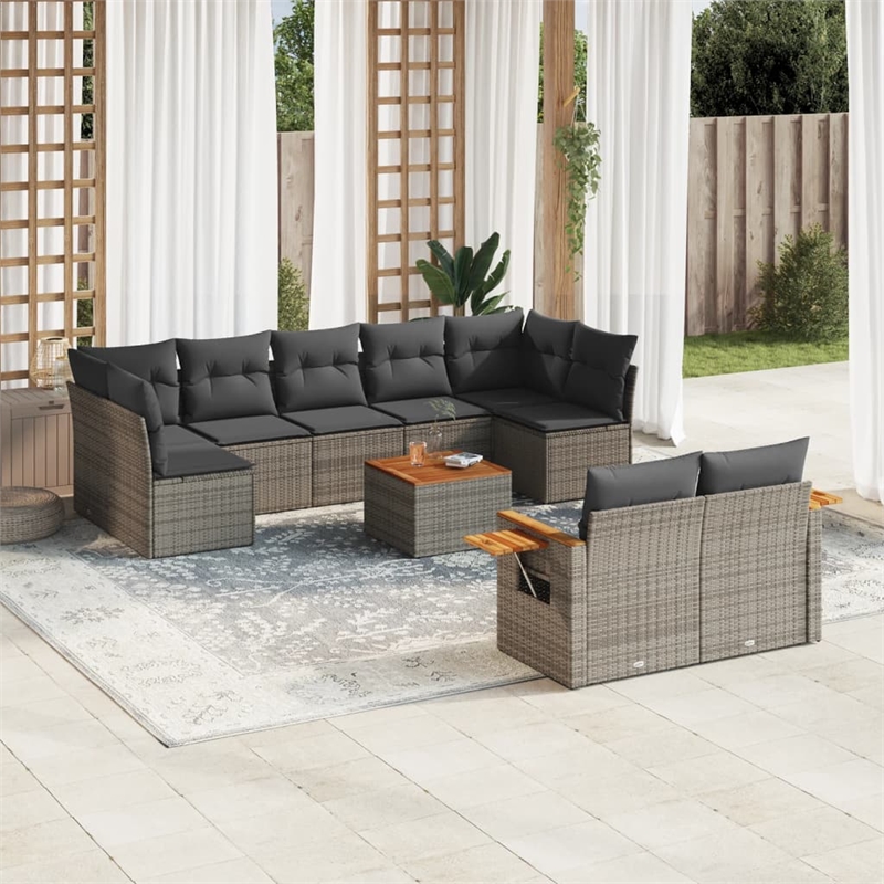 vidaXL 10 Piece Steel Sofa Set in Gray