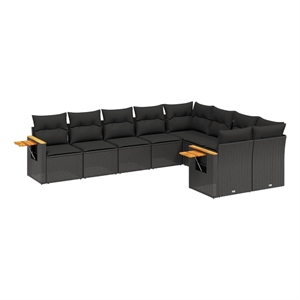 vidaXL 9 Piece Poly Rattan Sofa Set in Black