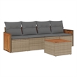 vidaXL 5 Piece Solid Acacia Wood Large Sofa Set in Beige
