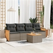 vidaXL 5 Piece Solid Acacia Wood Sofa Set in Gray