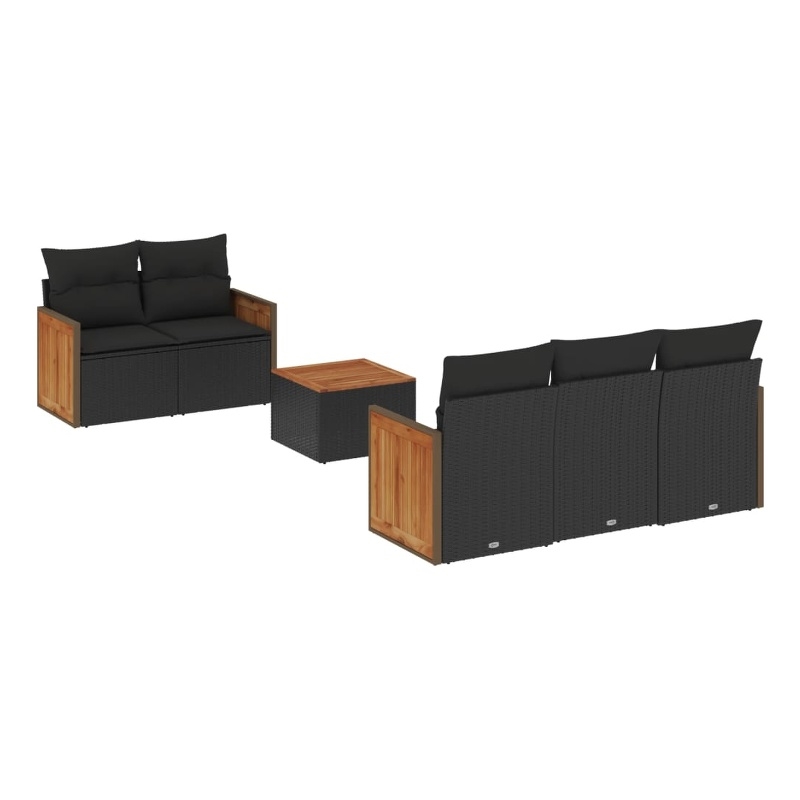 vidaXL 6 Piece Wood Sofa Set in Black