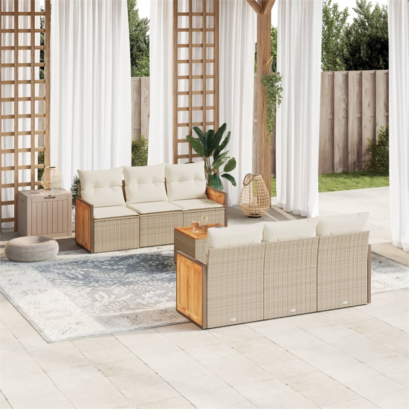 vidaXL 7 Piece Steel Sofa Set in Beige