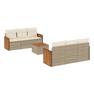vidaXL 7 Piece Steel Sofa Set in Beige