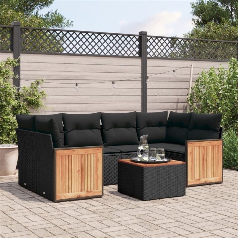 vidaXL 7 Piece Steel Sofa Set in Black