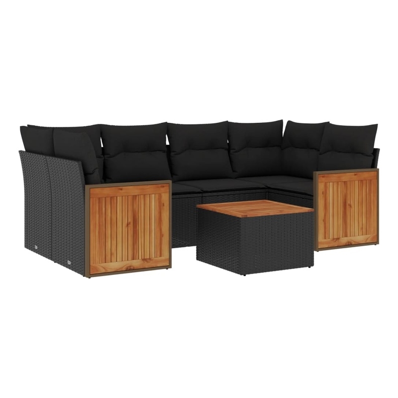 vidaXL 7 Piece Steel Sofa Set in Black