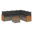 vidaXL 7 Piece Solid Acacia Wood Large Sofa Set in Gray