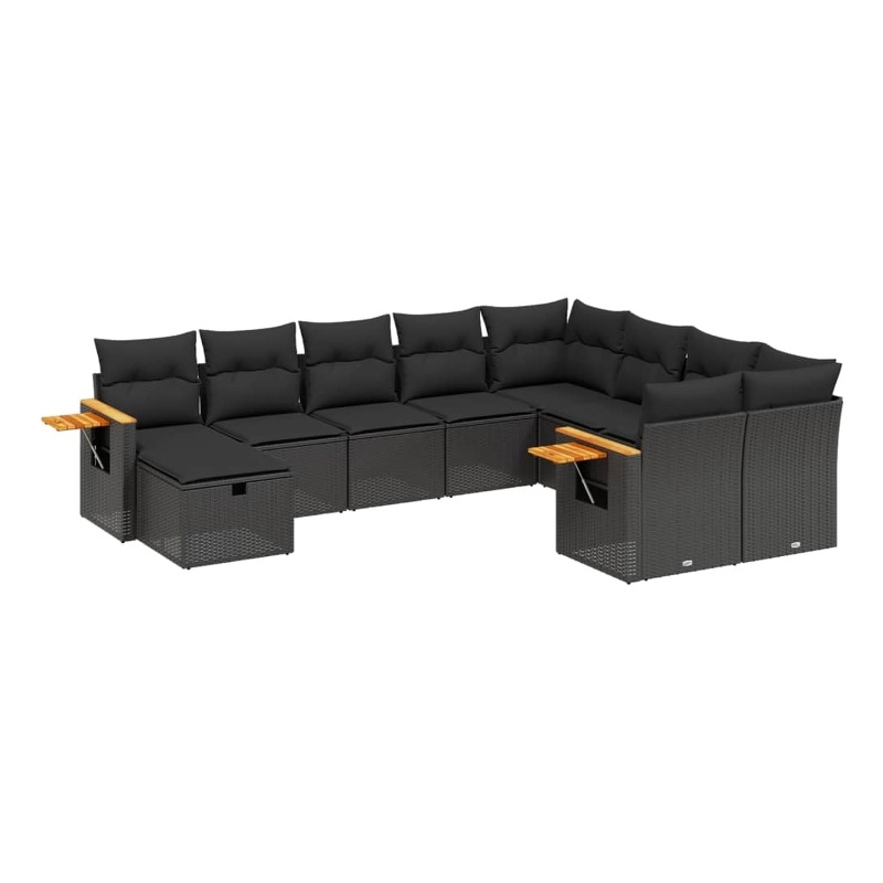 vidaXL 10 Piece Steel Small Sofa Set in Black