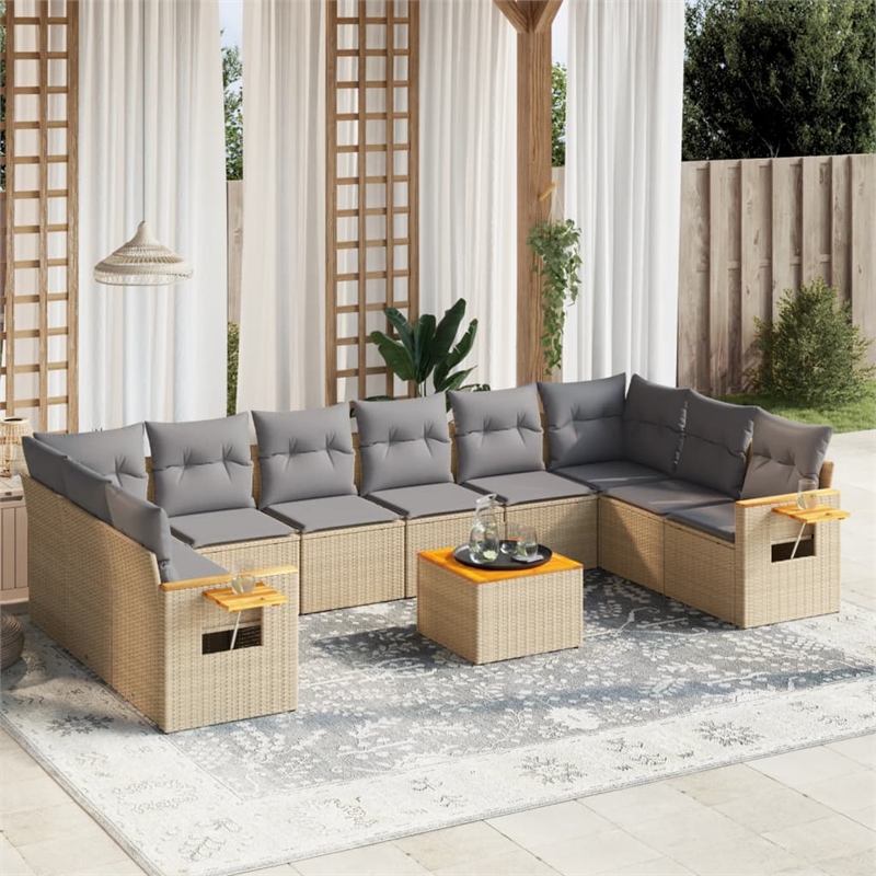 vidaXL 11 Piece Sofa Set in Gray/Beige