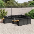 vidaXL Solid Acacia Wood Large Sofa Set in Black