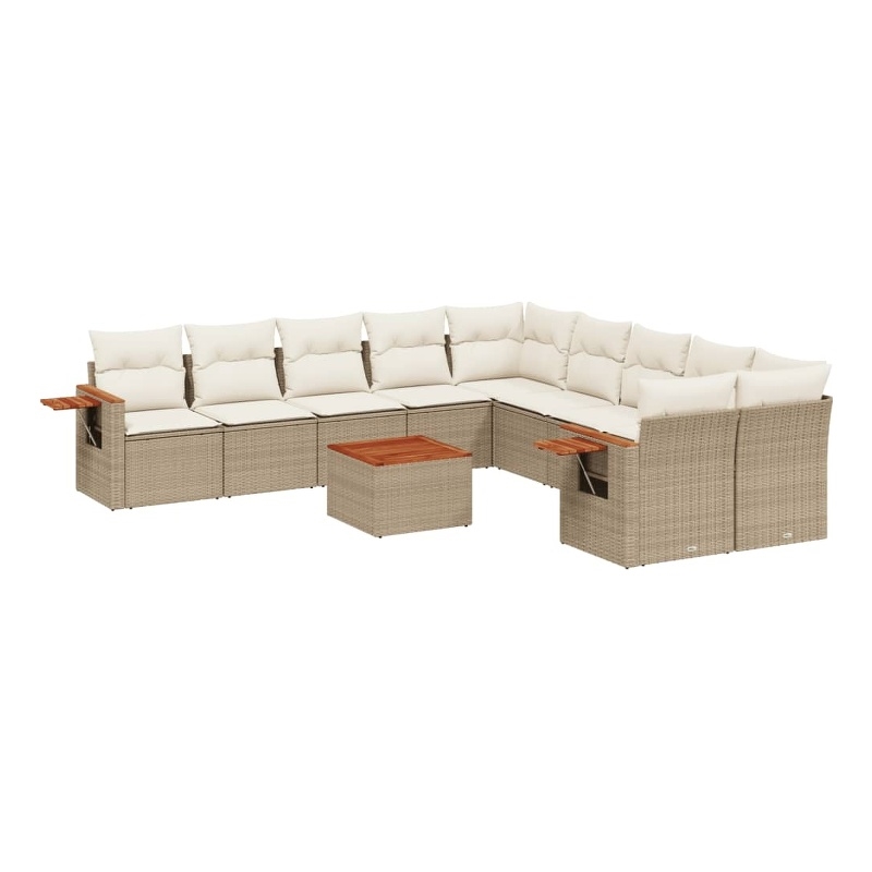 vidaXL 11 Piece Solid Acacia Wood Sofa Set in Beige