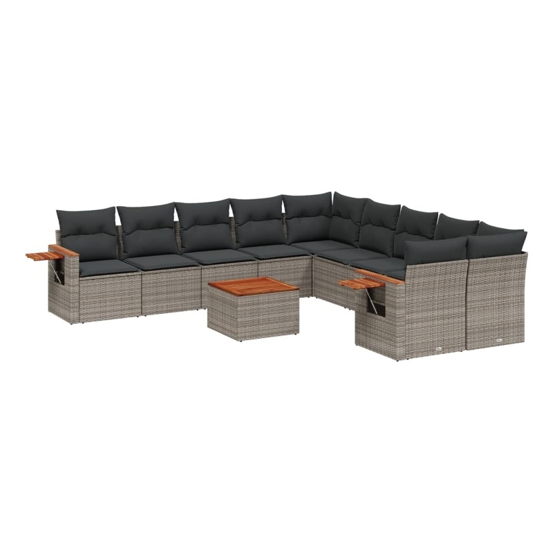 vidaXL 11 Piece Solid Acacia Wood Sofa Set in Gray