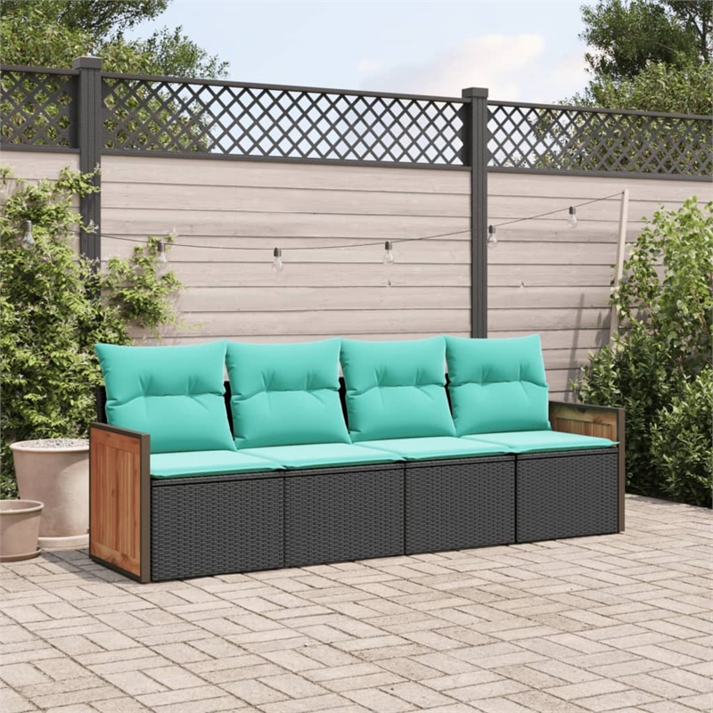 vidaXL Steel Patio Sofa Set in Black/Blue