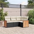 vidaXL 4 Piece Poly Rattan Patio Sofa Set in Black/Cream