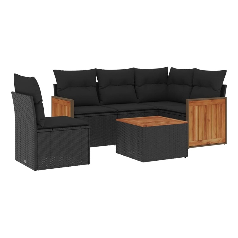 vidaXL 6 Piece Steel Sofa Set in Black