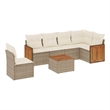 vidaXL 7 Piece Solid Acacia Wood Sofa Set in Beige