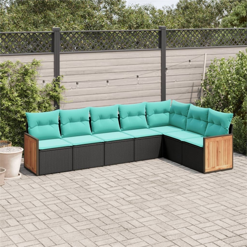 vidaXL 7 Piece Patio Sofa Set in Black