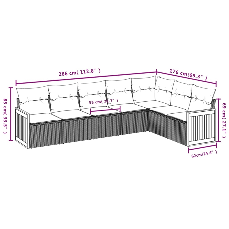 vidaXL 7 Piece Patio Sofa Set in Black