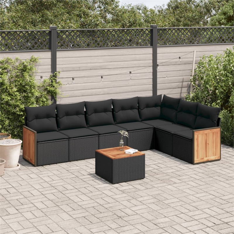 vidaXL 8 Piece Steel Small Sofa Set in Black