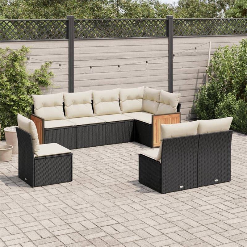 vidaXL 8 Piece Sofa Set in Black/White/Cream