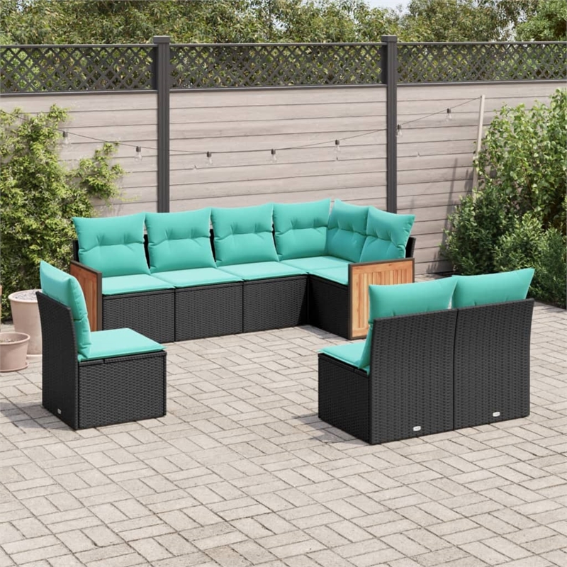 vidaXL 8 Piece Steel Patio Sofa Set in Black