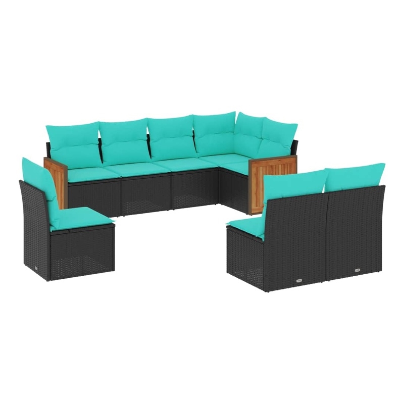 vidaXL 8 Piece Steel Patio Sofa Set in Black