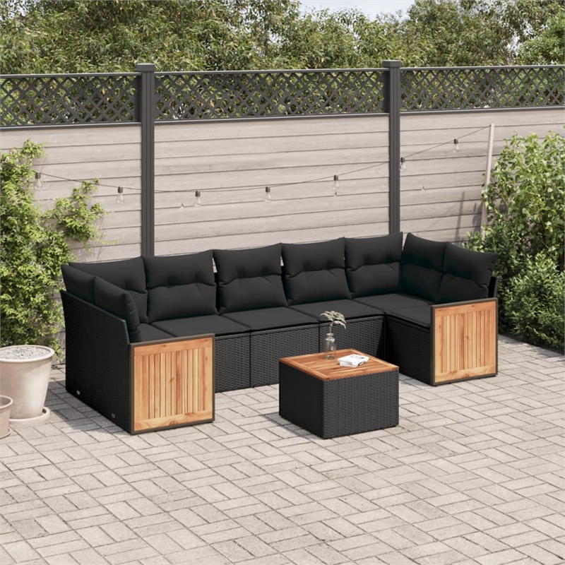 vidaXL 8 Piece Steel Sofa Set in Black
