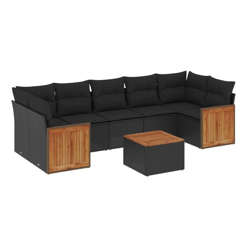 vidaXL 8 Piece Steel Sofa Set in Black